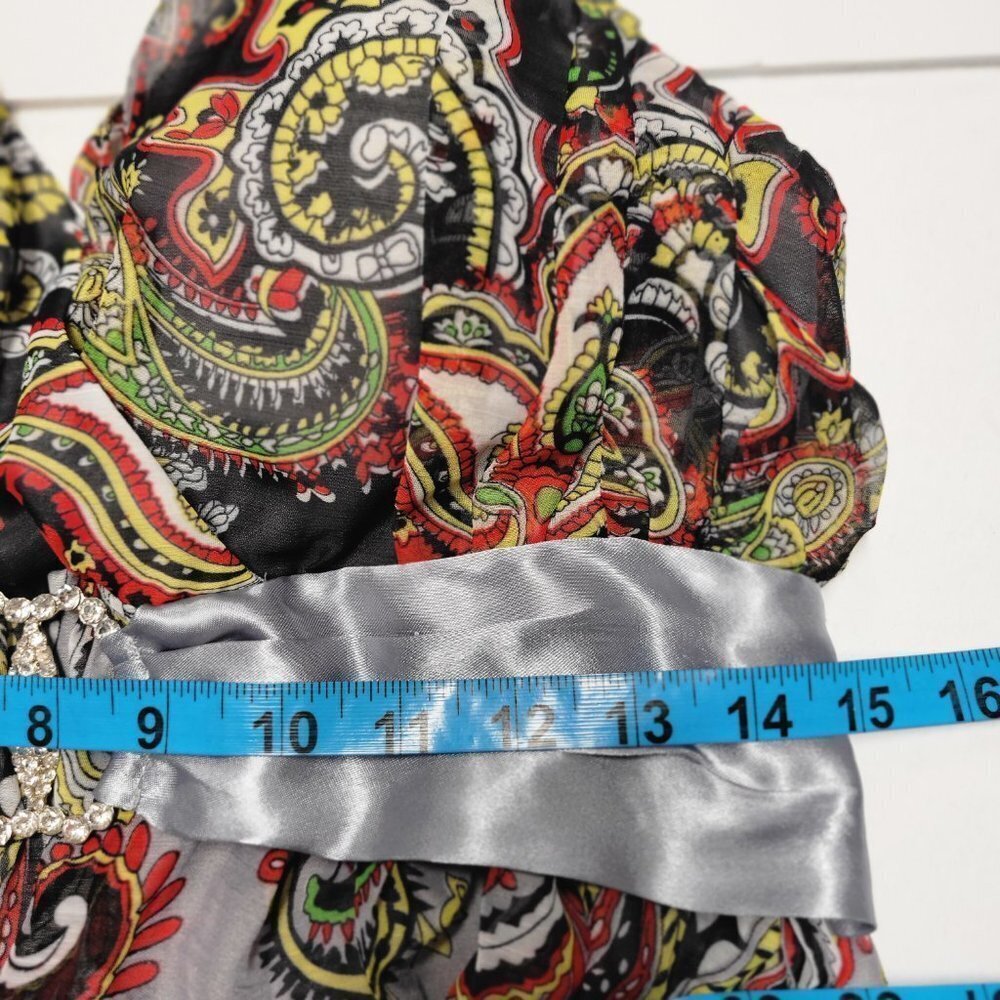 Long Dress Maxi Summer Dress Party Gown Paisley Abstract Print Colorful - Size L - Picture 13 of 16